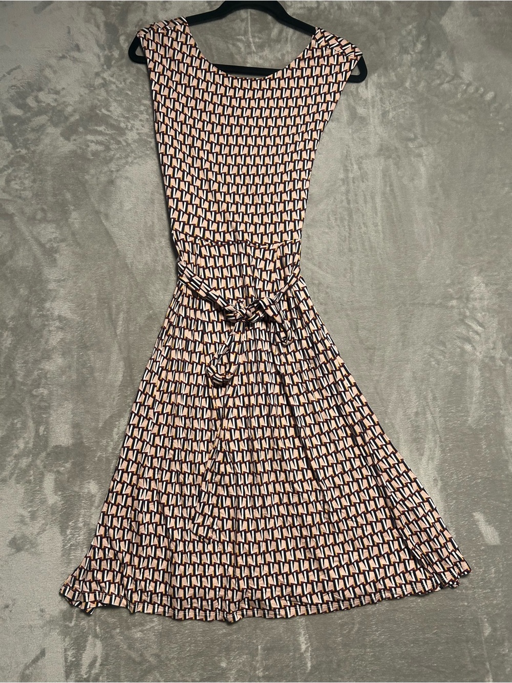 Boden Esmeralda Abstract Print Midi Dress Women’s 4 Tie Waist Pink